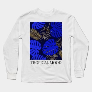 MODERN TROPICAL BLUE AND GOLD Long Sleeve T-Shirt